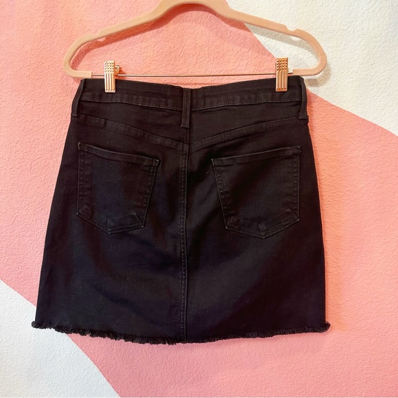 Just Black Denim Black Button Fly Mini Skirt Raw Hem Medium - Picture 3 of 6